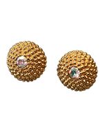 Gold-Tone Textured Dome Earrings With Rhinestone Accents - €6,54 EUR