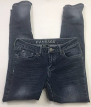 Rampage Sophie Mid Rise Destroyed Skinny Stretch Jeans Frayed Hem Sz 3 - £11.71 GBP
