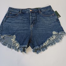 Wild Fable High Rise Women&#39;s Blue Denim Cotton Button Shorts Size 16 (36×4) - $16.82