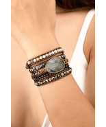 34 inch natural stone boho bracelet - £31.38 GBP
