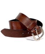 Genuine Leather Belt-36-Tooled Stamped-Brown-Buckle-Floral - €17,11 EUR