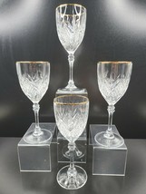 4 Cristal D&#39;Arques Fontenay Water Goblets Gold Trim Set 7 7/8&quot; Clear Crystal Lot - £31.02 GBP