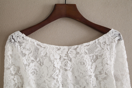 White Lace Crop Tops Wedding Bridesmaid Long Sleeves Off-Shoulder Lace Tops image 4