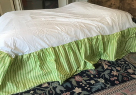 NEW Pine Cone Hill  KING Bedskirt  Lime Green Cotton Striped 19 &quot; drop NWOT - £96.75 GBP