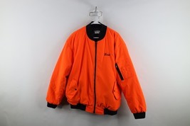 Vintage 90s Mens Size XL Abrams Towing Quilted Bomber Jacket Blaze Orange - $117.90 CAD