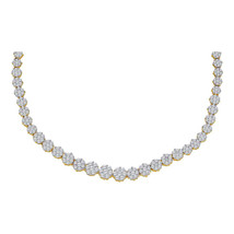 14kt Yellow Gold Womens Round Diamond Flower Cluster Luxury Necklace 10 ... - $14,000.00