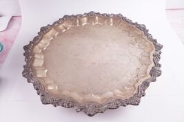 ANTIQUE SILVER-COLORED PLATE, 17 inch diameter - $10.00