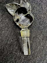 Clear Crystal Glass Figural Apple Bottle Stopper 5 1/2” Tall - £8.52 GBP