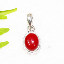 925 Sterling Silver Coral Necklace Handmade Jewelry Birthstone Necklace - £34.27 GBP