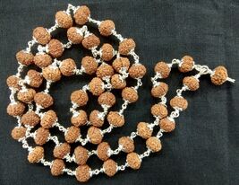 Rare 8 Mukhi Ganesh Rudraksh Mala / Ketu Mala In Pure Silver - 54Beads-C... - $148.50
