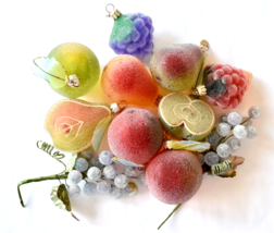 Vintage Collection of Dept. 56 Sugar Plum Style Fruits Ornaments Czech Republic - £54.66 GBP