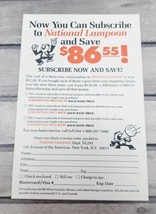 Vintage National Lampoon Magazine Subscription Card Circa 1988-1992 - £9.33 GBP