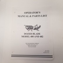 Grasshopper Dozer Blade Model 480 &amp; 482 Operator&#39;s Manual &amp; Parts List - £8.66 GBP