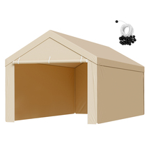 VEVOR Carport Replacement Canopy, 10 x 20 ft Potable Garage Tent Top, Beige - $117.90