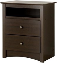 Prepac Fremont Tall, Espresso, 2 Drawer Nightstand With Open Shelf. - £90.77 GBP