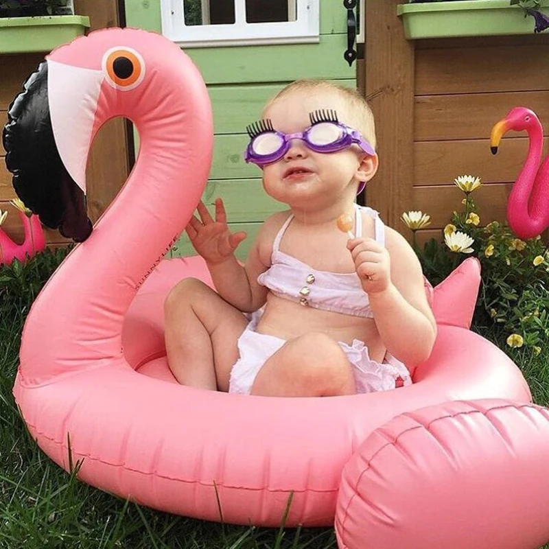 Inflatable Flamingo Pool Rafts Ride on Goose Summer Toys Kids Fun Swimming Water - £23.66 GBP