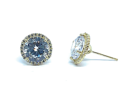 ADIRFINE 10K Solid Gold Cubic Zirconia Pushback studs Earrings - £111.26 GBP