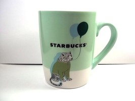 Starbucks coffee mug green cheetah in sweater with balloons 2020 10 oz - £10.14 GBP