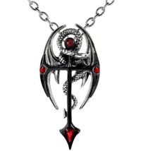 Alchemy Gothic Draconkreuz Pendant Dragon Cross Red Crystals Necklace P417 - £35.81 GBP