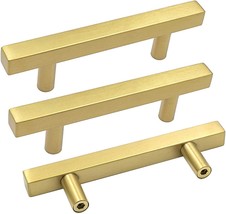 Goldenwarm 5Pack Brushed Brass Drawer Pulls Gold Cabinet Pulls 3In Handles For - £31.65 GBP