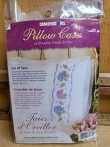 Dimensions Pillow Cases in Stamped Cross Stitch Hydrangea &amp; Ribbon 72760... - $24.84