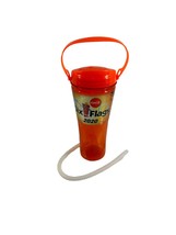 Six Flags 2022 Orange Plastic Cup Collectible Souvenir With Straw Coca Cola - £9.34 GBP