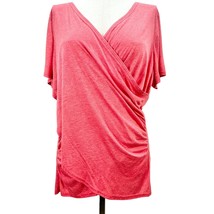 Simple Suzanne Betro Women&#39;s Top 3X Heather Red Crossover Tunic Short Sl... - $28.71