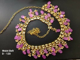 2Indian Bollywood Gold Tone Kundan Set Traditional Fashion Jewelry waist belt - £23.11 GBP