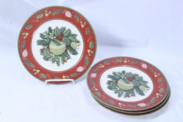 Gibson Boughs Of Holly Christmas Salad Luncheon Plates 9.25&quot; Lot of 4 - £35.25 GBP