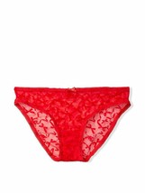New Victoria&#39;s Secret Sheer Mesh Flocked Bows Bikini Panty Red Size M - £11.21 GBP