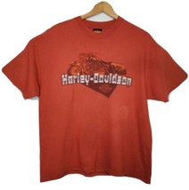 Harley Davidson T Shirt - Burlington NC - Men&#39;s XL - Orange - $9.89