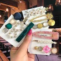 Hair Clips Set Pearl Crystal Acrylic Geometric Barrettes Hairpin Accesso... - $6.44+