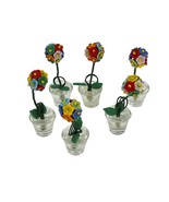 Vintage Set of 6 Czech Glass Potted Flower Multicolor Floral Place Card ... - $1,753.10 MXN