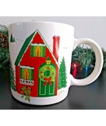 Season&#39;s Greetings Coffee Mug 1985 Himark Saltera Cottage Japan Christma... - £7.70 GBP