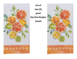 KAY DEE DESIGNS &quot;Zesty Fruit&quot; R7310 Two Dual Purpose Terry Towels~16&quot;x26″Cotton - £12.75 GBP