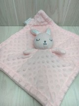 Pink sleeping bunny rabbit minky dot security blanket gray heart nose lo... - $9.89