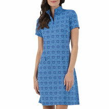 NWT Ladies IBKUL PRICILLA PERIWINKLE NAVY Short Sleeve Mock Golf Dress S... - $84.99