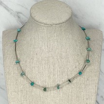 American Eagle Faux Turquoise Beaded Silver Tone Necklace - £5.42 GBP