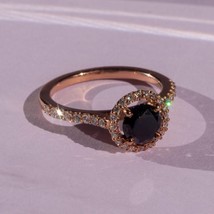 Sparkling diamond and black diamond 9k rose gold engagement ring - £1,842.61 GBP