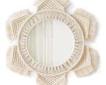 Hanging Wall Mirror With Macrame Fringe Round Boho Mirror Art Decor For ... - £30.63 GBP
