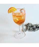 Unique APEROL SPRITZ NECKLACE miniature GLASS drink HANDMADE orange CUTE... - $17.34 CAD