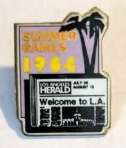 Vintage 1984 Sumer Games Lapel Pin Los Angeles Herald Welcome To L. A. Palm Tree - £5.57 GBP