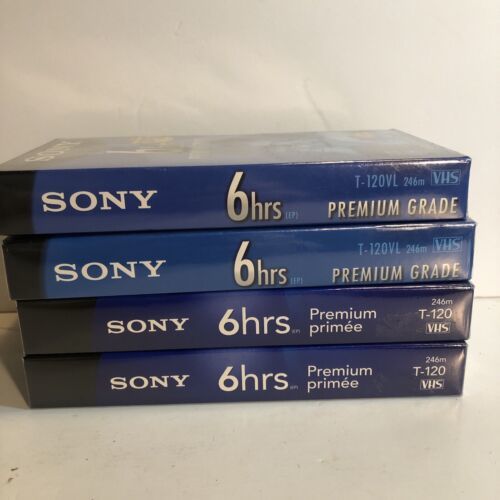 Primary image for (Lot of 4) SONY 6 Hours Premium Grade T-120 VHS VCR Video Blank Tapes New Sealed