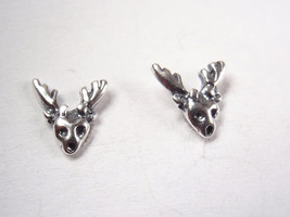 Deer Buck with Antlers 925 Sterling Silver Stud Earrings Very Small - £5.04 GBP