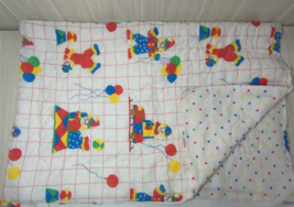 JC Penny vintage clowns balloons Quilt broken zipper Baby Blanket sleepi... - $39.59