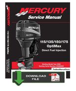 Mercury 115 135 150 175hp OptiMax Service Shop &amp; Repair Manual - $9.95