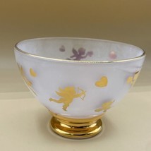 Telaflora Love Frosted Valentines Day Candy Bowl Cupids Gold Heart Floral Vase - £13.59 GBP