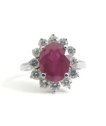 Authenticity Guarantee 
Oval Ruby Diamond Halo Cocktail Statement Ring 1... - £2,906.59 GBP
