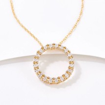 0.25CT Diamante Naturale Cerchio Ciondolo Collana 14K Placcato Oro Giallo Silver - £223.59 GBP