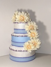 Lavender , Blue And Purple Shabby Chic Easter Baby Shower Floral Diaper Cake - £50.90 GBP